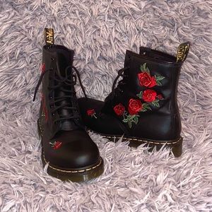 Embroidered Rose Dr. Martens